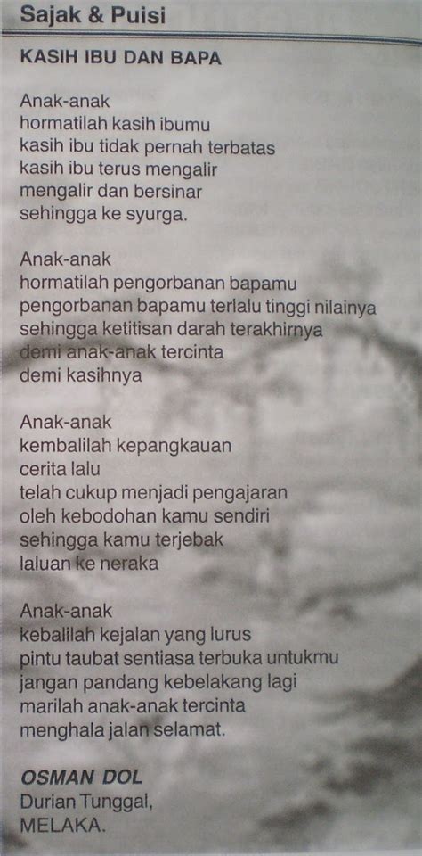 Janji dari bani israil (yaitu): Sajak Ibu dan Bapa | Seronoknya Belajar Bahasa Melayu....