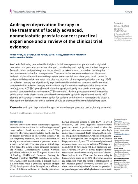 PDF Androgen Deprivation Therapy In The Treatment Of Locally Advanced Nonmetastatic Prostate