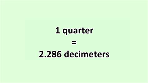 Convert Quarter To Decimeter Excelnotes