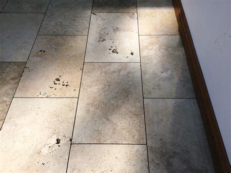 Renovating Pitted Travertine Floor Tiles In A Northamptonshire Kitchen