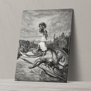 Canvas Art Print Of David Slays Goliath From Gustave Dore Etsy Uk