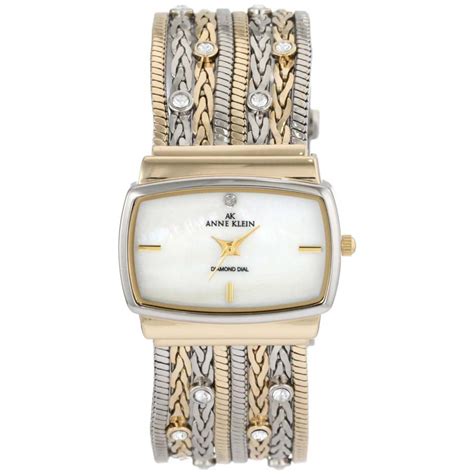 Anne Klein Womens 10 9271mptt Mother Of Pearl Diamond Accented Dial
