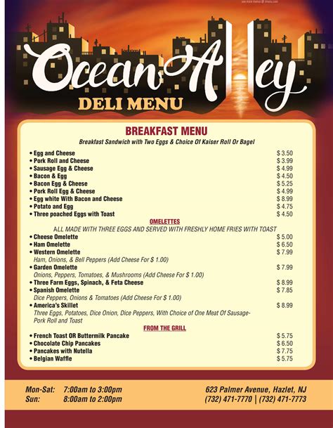 Online Menu Of Ocean Alley Deli Restaurant Hazlet New Jersey 07734