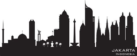 Jakarta Indonesia City Skyline Silhouette Stock Illustration Download