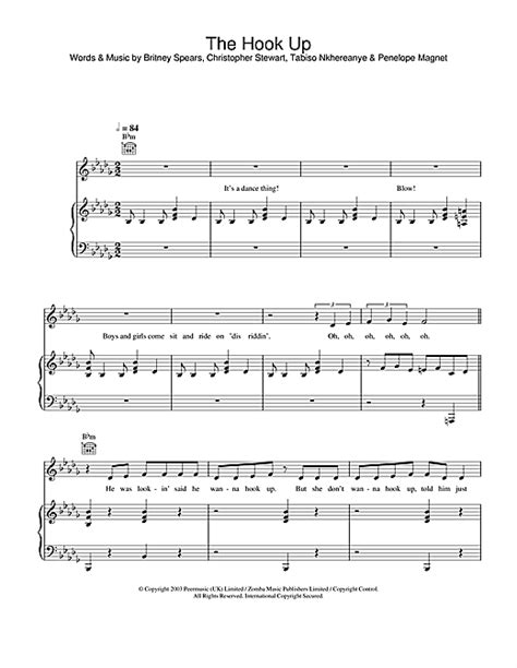 Britney Spears The Hook Up Sheet Music Pdf Notes Chords Pop Score Piano Vocal And Guitar