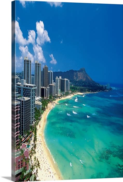 Aerial View Of Waikiki Beach Honolulu Oahu Hawaii Usa Wall Art