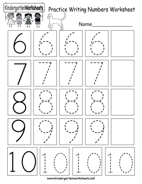 Math Worksheets For Kindergarten Writing Numbers