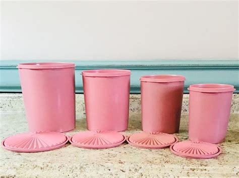 Vintage Tupperware Mauve Canister Set Kitchen Storage Etsy