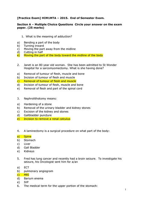 Samplepractice Exam 2014 Questions And Answers Him1mta Medical