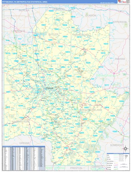 Pittsburgh Metro Area Pa Zip Code Maps Basic