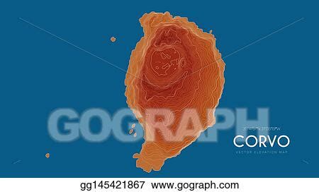 Vector Art Topographic Map Of Corvo Azores Islands Portugal Vector Detailed Elevation Map