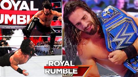 Seth Rollins Winning Universal Championship At Royal Rumble 2021