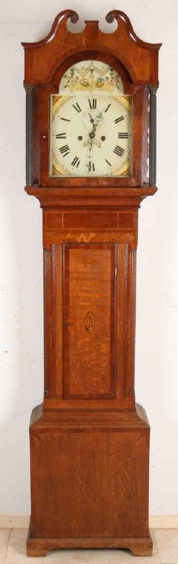 Antique English Grandfather Clock Circa 1800 Oak Wood