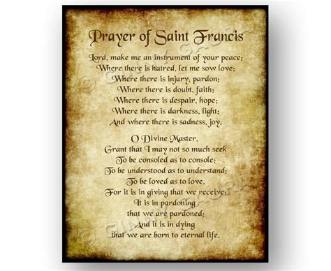 Prayer Of St Francis Poem 8x10 Printable Download File Etsy Australia