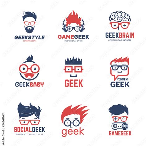 Geek Logo Business Identity Of Smart Programmers Thinking Nerd