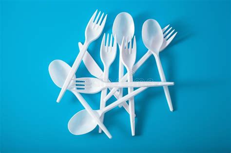 Single Use Plastic Forks Spoons Concept Of Recycling Plastic Plastic