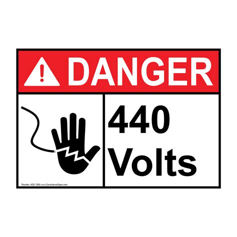 Portrait Ansi Danger 440 Volts Sign Adep 1060 Electrical Electrical Voltage