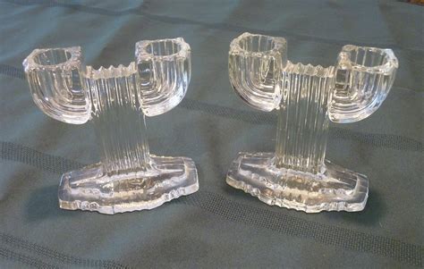 Vintage Pressed Glass Candle Holder Double Candle Stick Etsy Canada