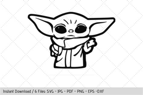 Purchase FREE Baby Yoda Standing SVG | Yoda drawing, Yoda images