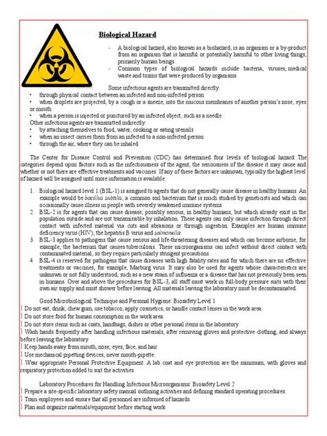 Biological Hazard Pdf Infection Diseases And Disorders
