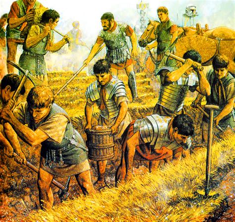Roman Legionaries Digging A Siege Trench At The Siege Of Alesia Gallic