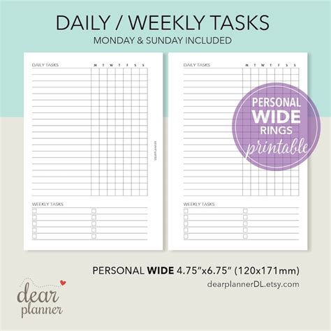 Printable Daily And Week Tracker Daily Weekly Habit Tracker Etsy