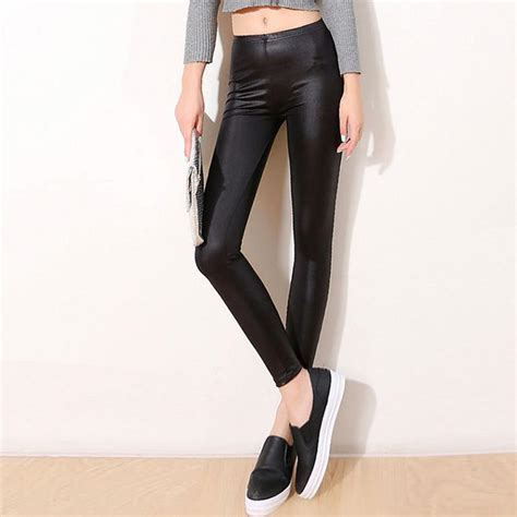 Buy Fashion Faux Leather Sexy Thin Black Leggings Leggins Leggings Stretchy Plus At Affordable