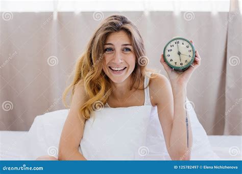 Shocked Young Woman Waking Up With Alarm Stock Image Image Of Meeting