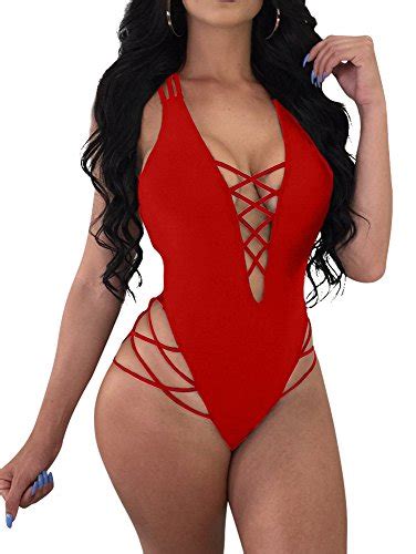Buy Lagshian Womens Sexy One Piece Lace Up Straps Swimsuit Bathing Suit Swimwear Online At