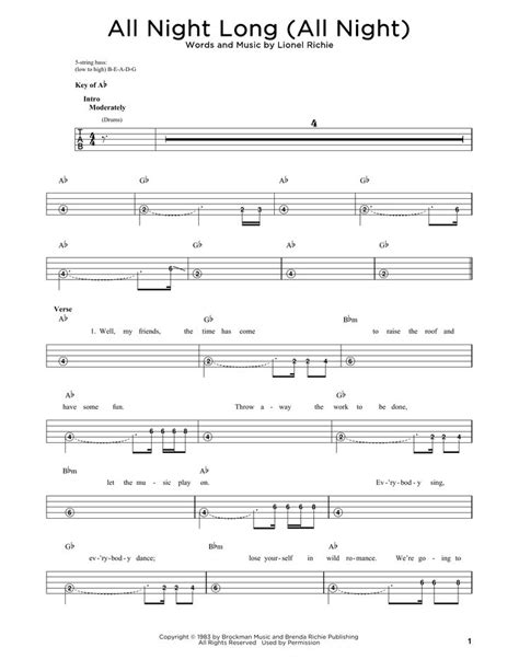 Lionel Richie All Night Long All Night Sheet Music Download Printable Pdf Chords And Score