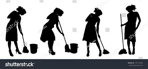 Vector Silhouette Cleaning Lady On White Stock Vector Royalty Free