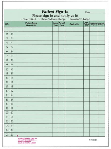 Hipaa Patient Sign In Sheets Health Forms And Systems Inc