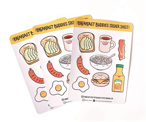 Breakfast Stickers Planner Stickers Kawaii Stickers Kawaii Breakfast