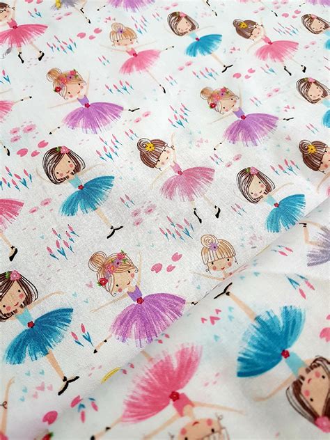 ballerina fabric colorful ballet girl dance fabric floral etsy