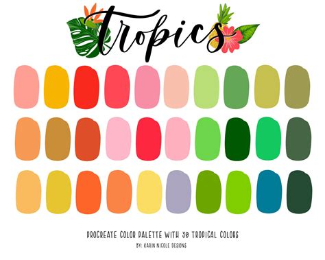 Tropical Color Palette For Procreate Pink Yellow Green Etsy Singapore