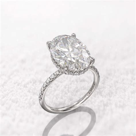 4ct Oval Engagement Ring Elongated Oval Crushed Ice Moissanite Etsy