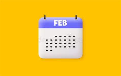 February Month Icon Event Schedule Feb Date Calendar Date 3d Icon