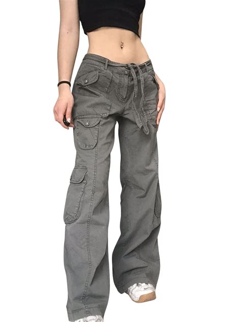 Buy Awoscut Women Vintage Cargo Pants Y2k Grunge Pocket Straight Leg