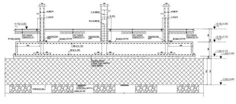 Combined Raft Foundation 2d View Of Rcc Structural Blocks Dwg File