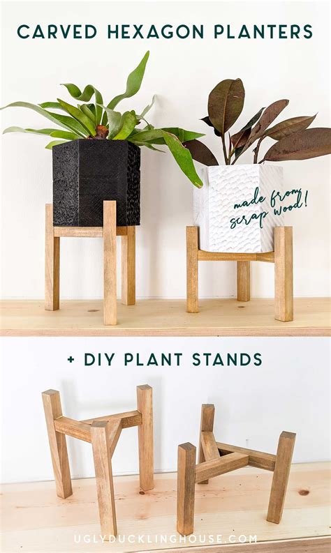 Carved Hexagon Planters Plant Stands Diy Plant Stand Wood Projects