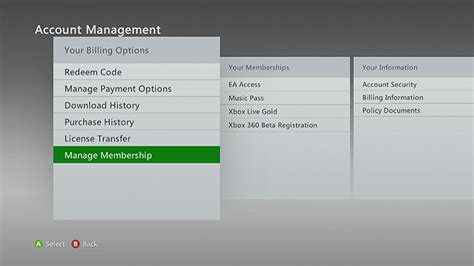 Manage Your Subscription On Xbox 360