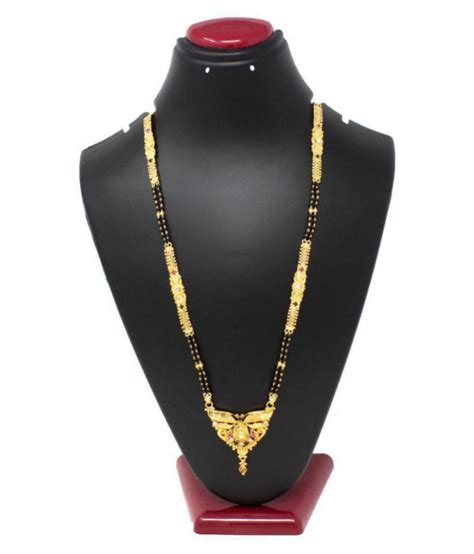 Indian Mangalsutra 22k Gold Plated Black Beads 26 Traditional Necklace