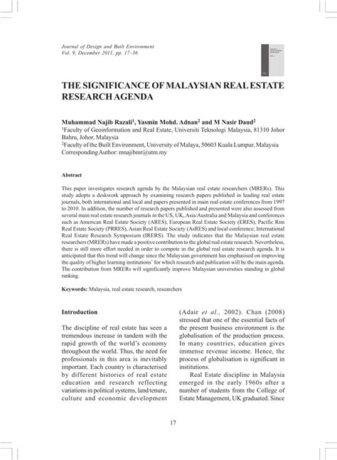 Construction & real estate all any country. (PDF) The Significance of Malaysian Real Estate Research ...