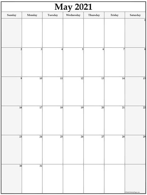 This is the list of the best printable 2021 monthly calendar or planner templates that are available for download. May 2021 Vertical Calendar | Portrait