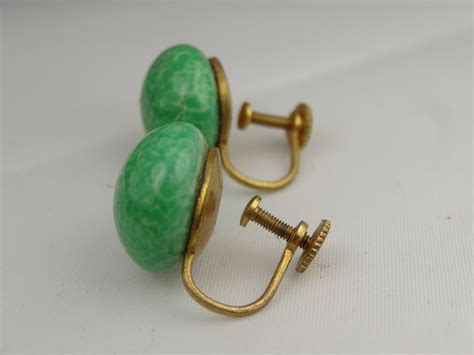 Gold Filled Vintage Screw Back Turquoise Earrings 1930s