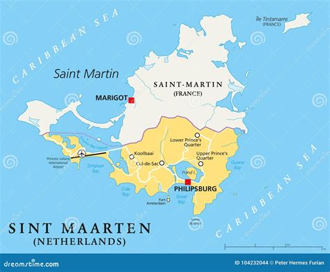 Sint Maarten Political Map Stock Vector Illustration Of Maarten