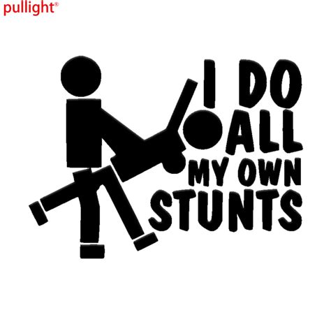 Funny White Vinyl I Do All My Stunts Decal Car Truck Diesel Laptop Cute Sticker In Car Stickers