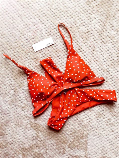 triangle bikini set for women with heart print red w t i design floral bikini red floral