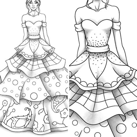 Printable Fashion Dress Coloring Pages