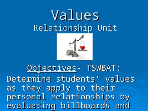 Ppt Values Relationship Unit Objectives Tswbat Determine Students